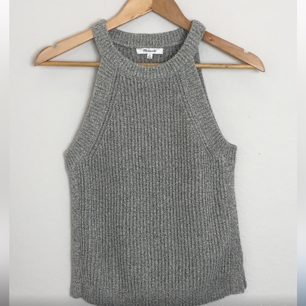 Madewell Gray Ribbed Sleeveless Sweater Tank Top
